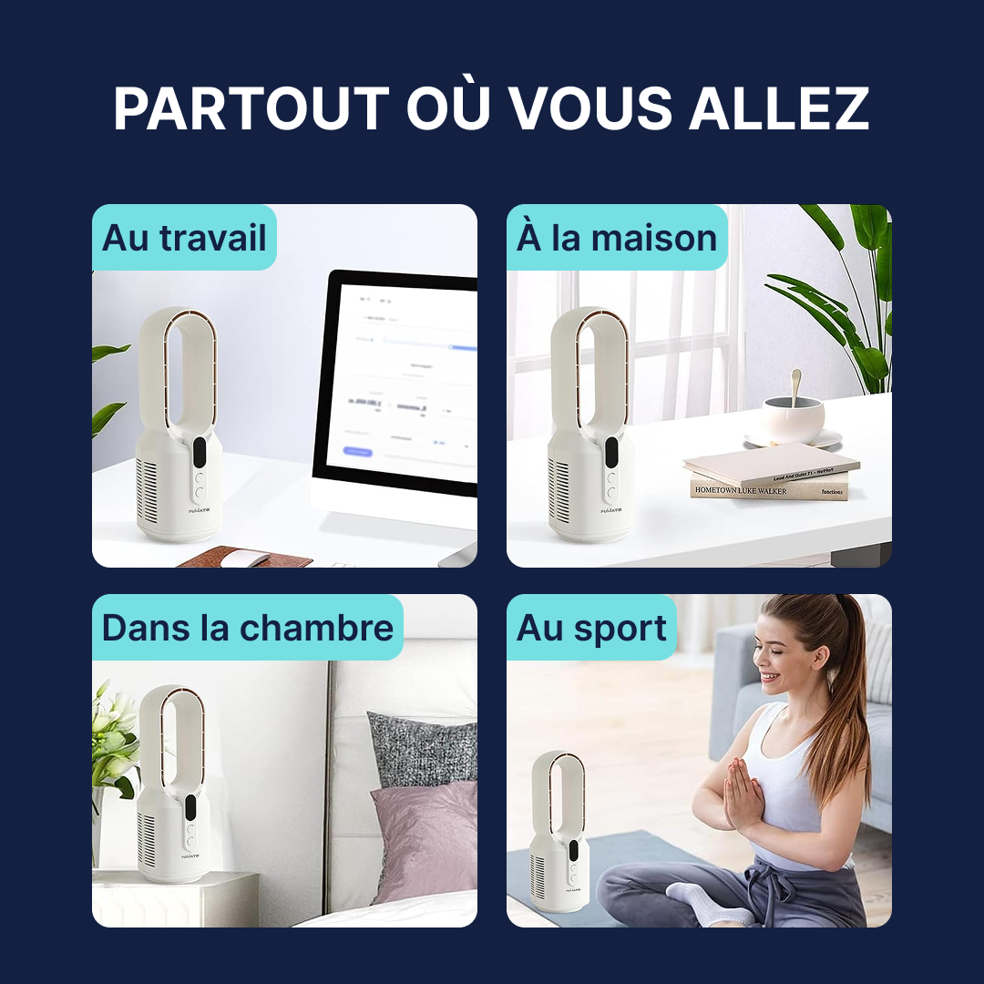 Mini ventilateur sans fil utilisable au travail, à la maison, dans la chambre ou pendant le sport pour rester au frais partout