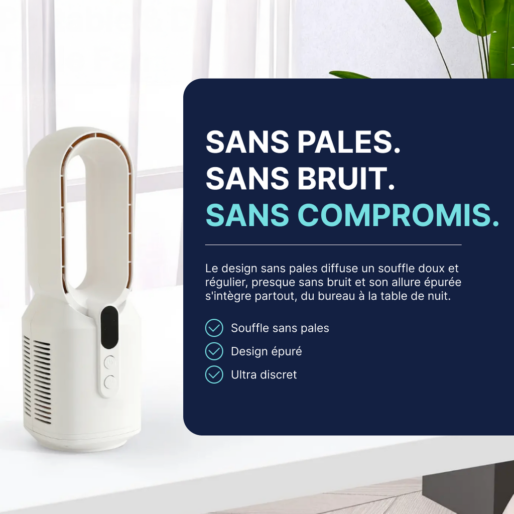 Mini ventilateur sans pales silencieux avec design épuré pour profiter d’un air frais discret à la maison ou au bureau