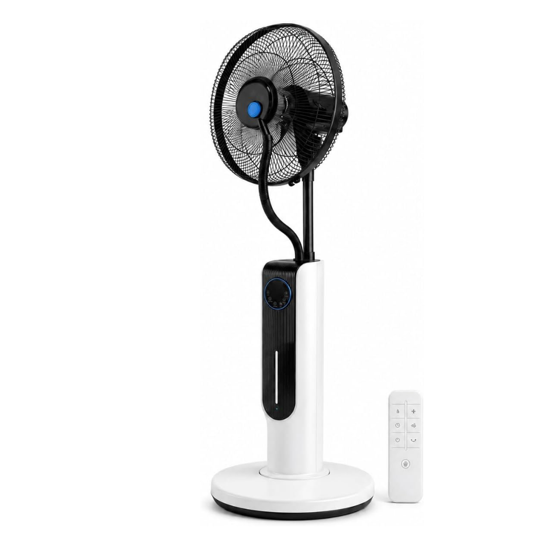 Ventilateur brumisateur sur pied avec télécommande pour rafraîchir facilement une pièce