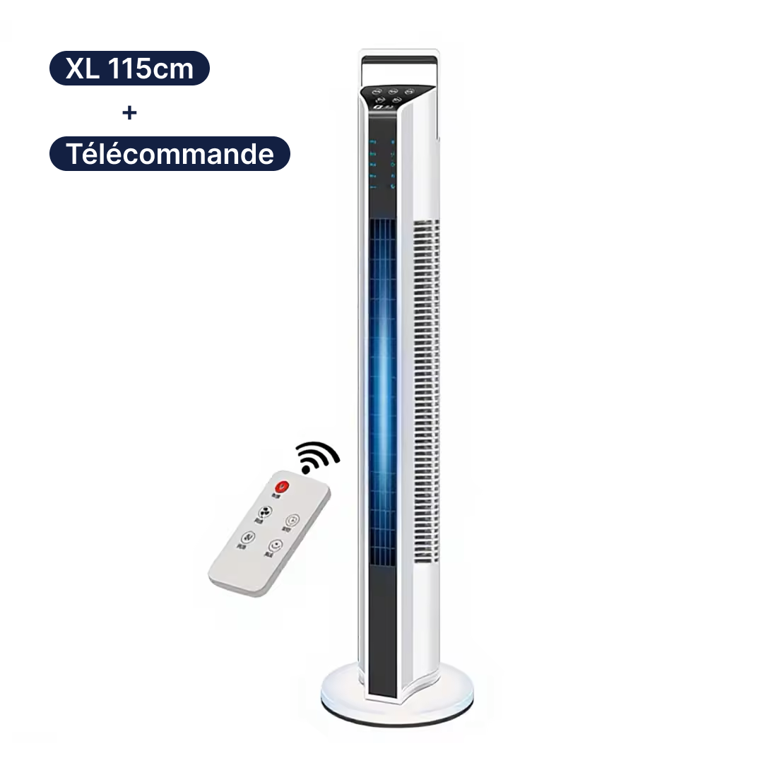 Ventilateur colonne XL de 115 cm avec télécommande pour rafraîchir efficacement une grande pièce à distance