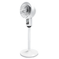 Ventilateur sur pied blanc connecté avec panneau de contrôle pour rafraîchir facilement une pièce