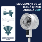 Ventilateur sur pied avec tête oscillante à 360 degrés pour diffuser l’air frais dans toute la pièce